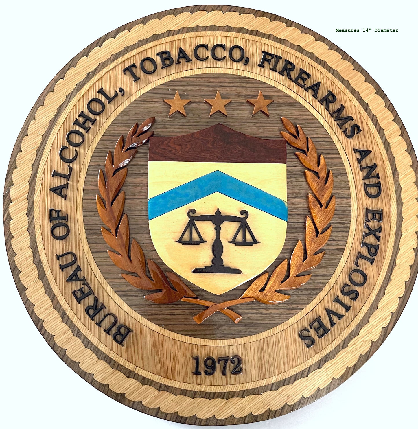 ATF - SEAL OF THE BUREAU OF ALCOHOL, TOBACCO, FIREARMS AND EXPLOSIVES Wood Art