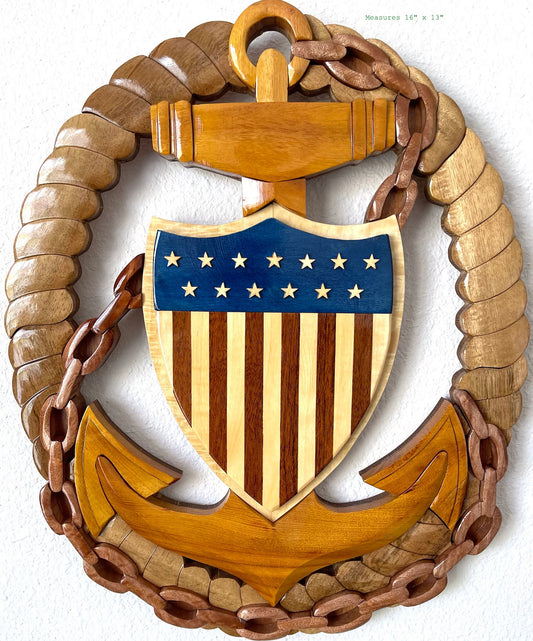 USCG OFFICER IN CHARGE AFLOAT Wood Art