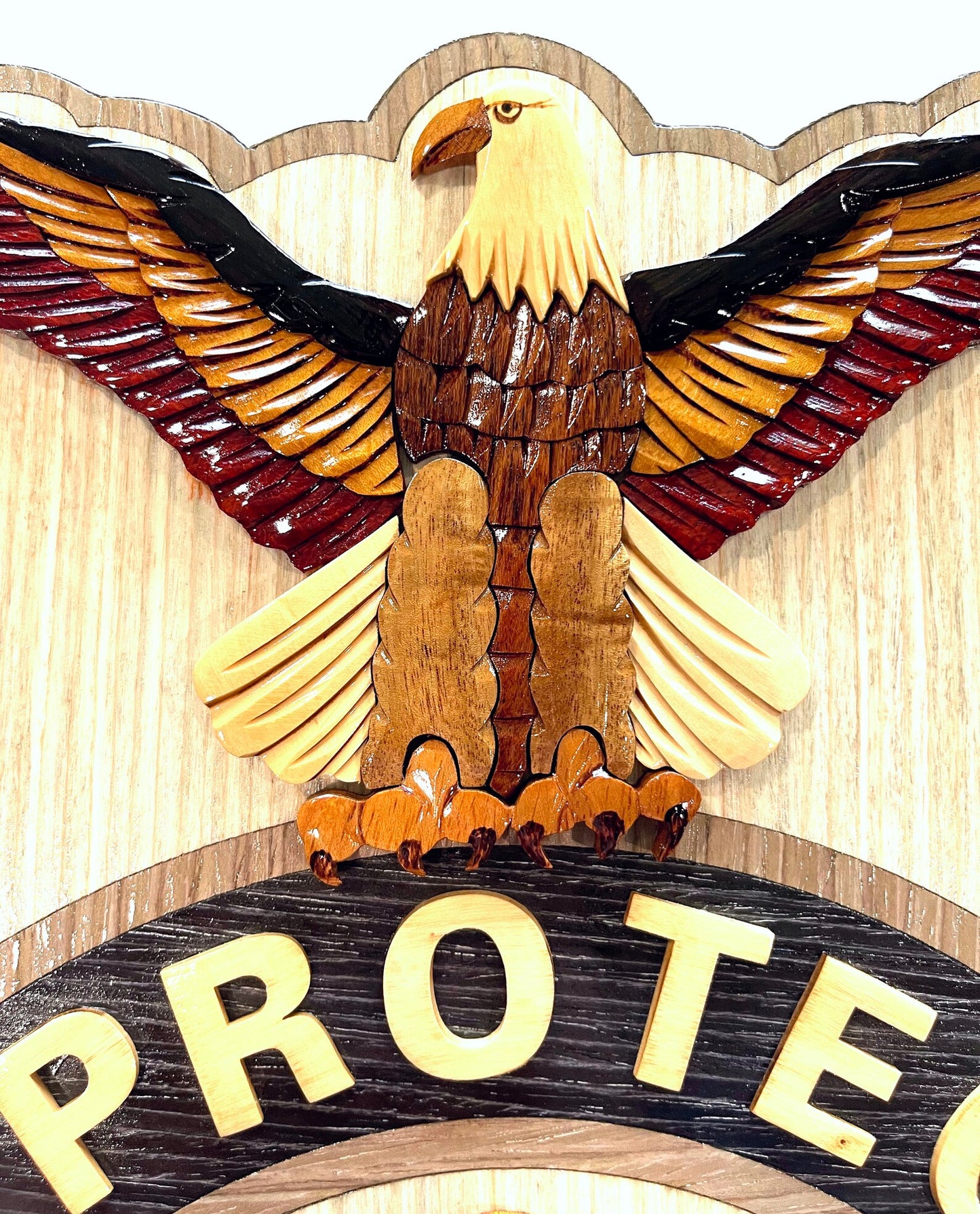 USAF FIRE PROTECTION BADGE WOOD ART PLAQUE