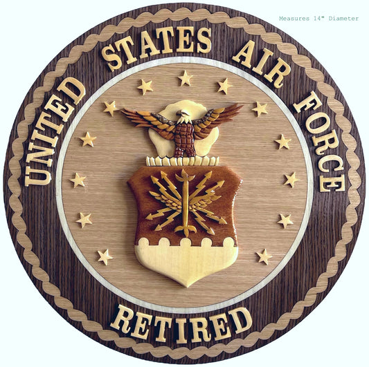 AIR FORCE RETIRED WOOD ART PLAQUE