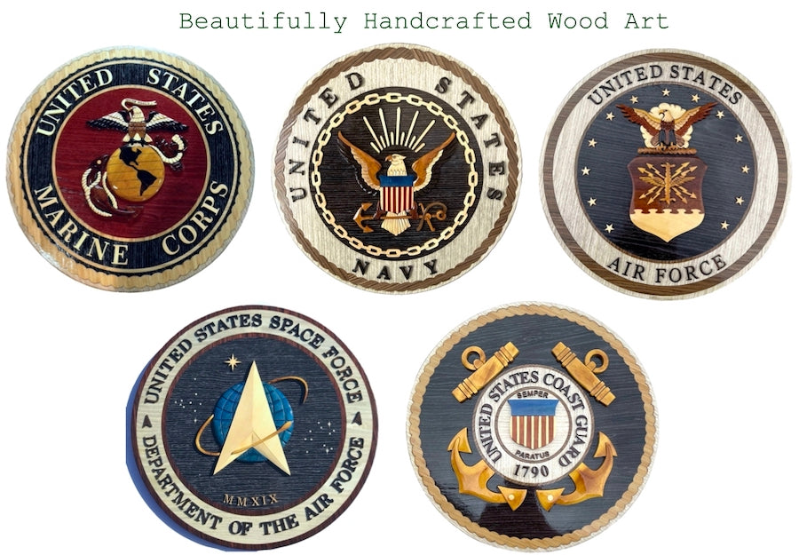 Military Wood Art, Handcrafted Plaques