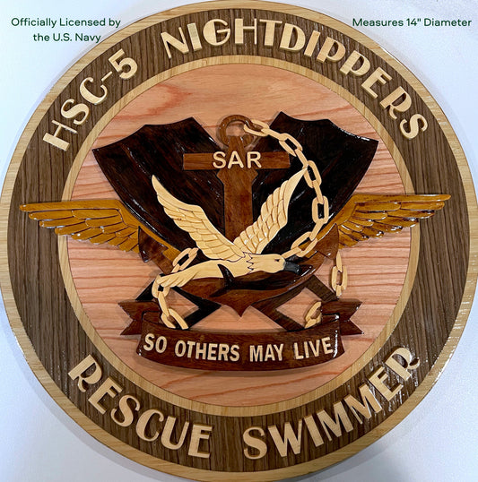 Navy SAR Rescue Swimmer - HSC-5 Nightdippers Wood Art