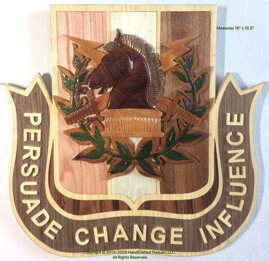 PSYCHOLOGICAL OPS Regiment Crest (PSYOPS) - Wood Art Plaque