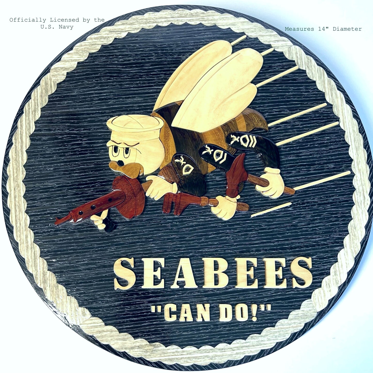 NAVY SEABEES EMBLEM WOOD ART PLAQUE