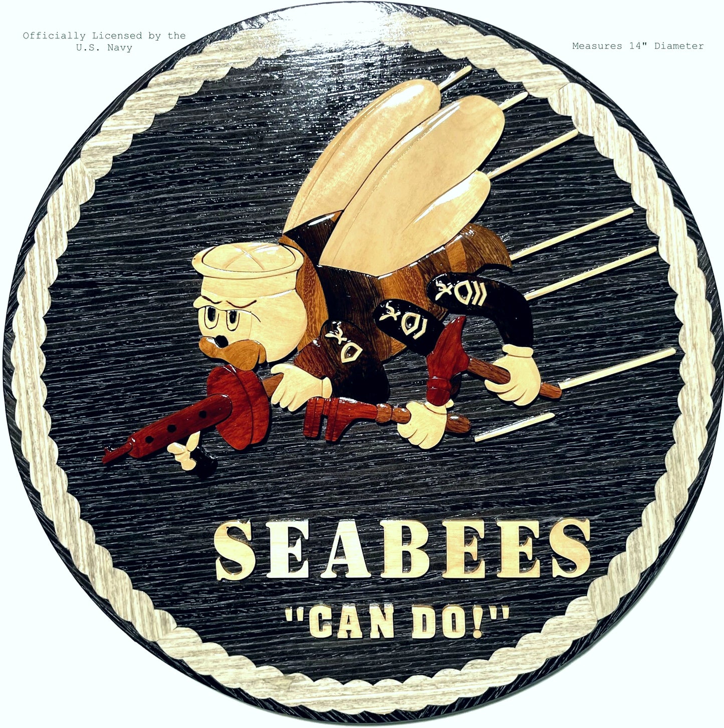 NAVY SEABEES EMBLEM WOOD ART PLAQUE